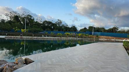 Large recreational swimming pool with privacy fence Playa Dorada Panama