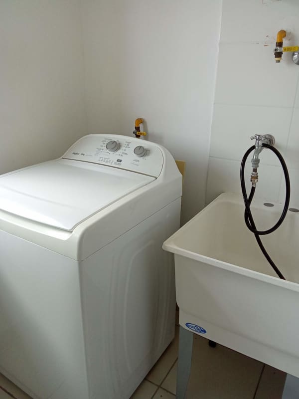 Laundry room with washer hookups utility sink in Villa Lucre Panama rental apartment