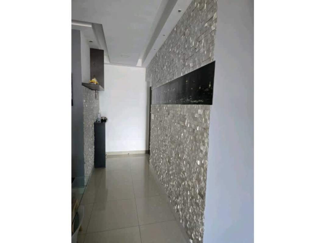 Modern hallway with textured accent wall gray and white decor in PH Diamond San Francisco Panama