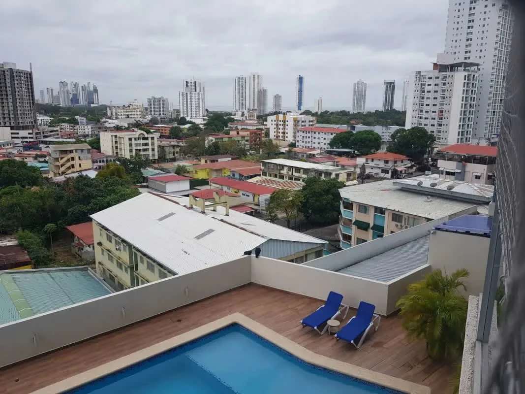 Rooftop swimming pool city view from PH Coral Towers Panama