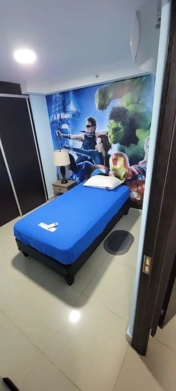 Child's bedroom superhero mural blue bedding PH Coral Towers Carrasquilla Panama