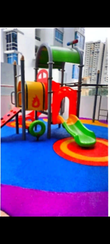Outdoor colorful children playground in residential complex Carrasquilla Panama