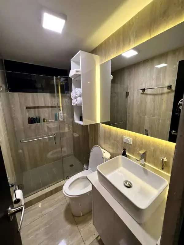 Balcony with stunning Panama skyline and bay view at PH Bahia Balboa Punta Paitilla