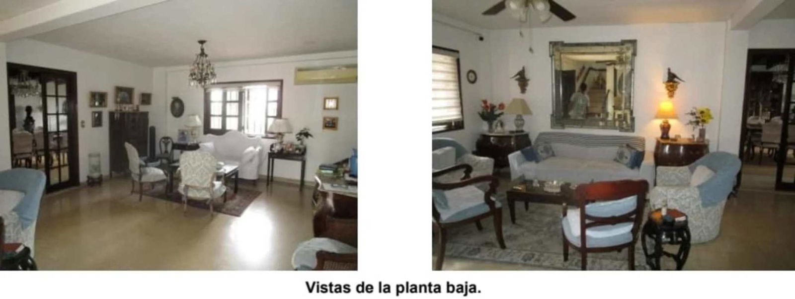 Living area with large windows, classic decor, traditional furniture Panama house