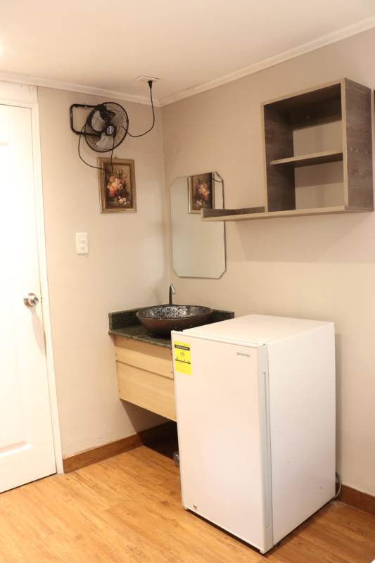 Shared kitchenette with fridge sink and microwave Casa Rica Obarrio Panama City