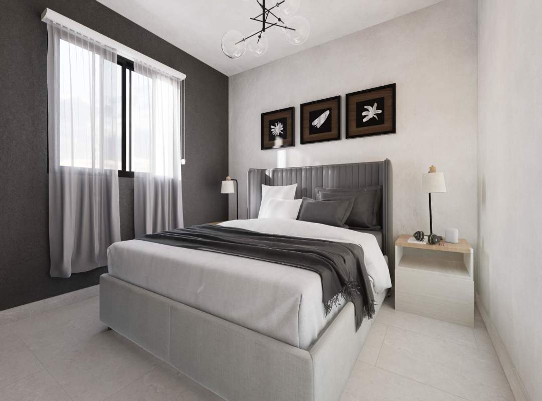 Bedroom with windows natural light minimalist decor Ciudad Radial Panama apartment for sale