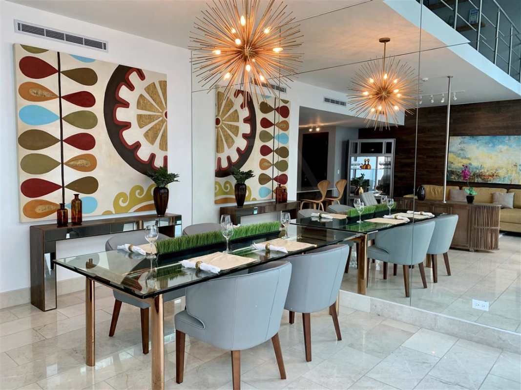 Spacious master bedroom with ocean views duplex apartment Grand Tower Panama