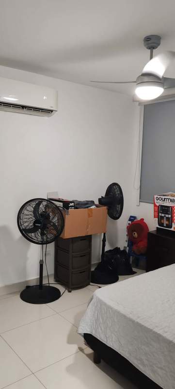 Furnished second bedroom with closet, AC and fan in PH Midpark Carrasquilla Panama City
