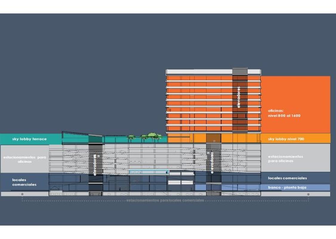 Facade of Dream Plaza commercial tower Costa del Este with modern glass and urban setting