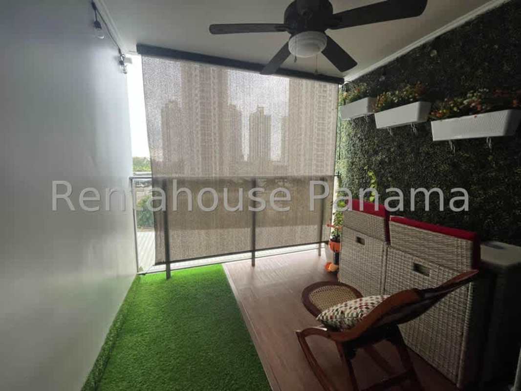 Contemporary kitchen with granite countertops, cabinetry, window at PH Rokas Condado del Rey Panama