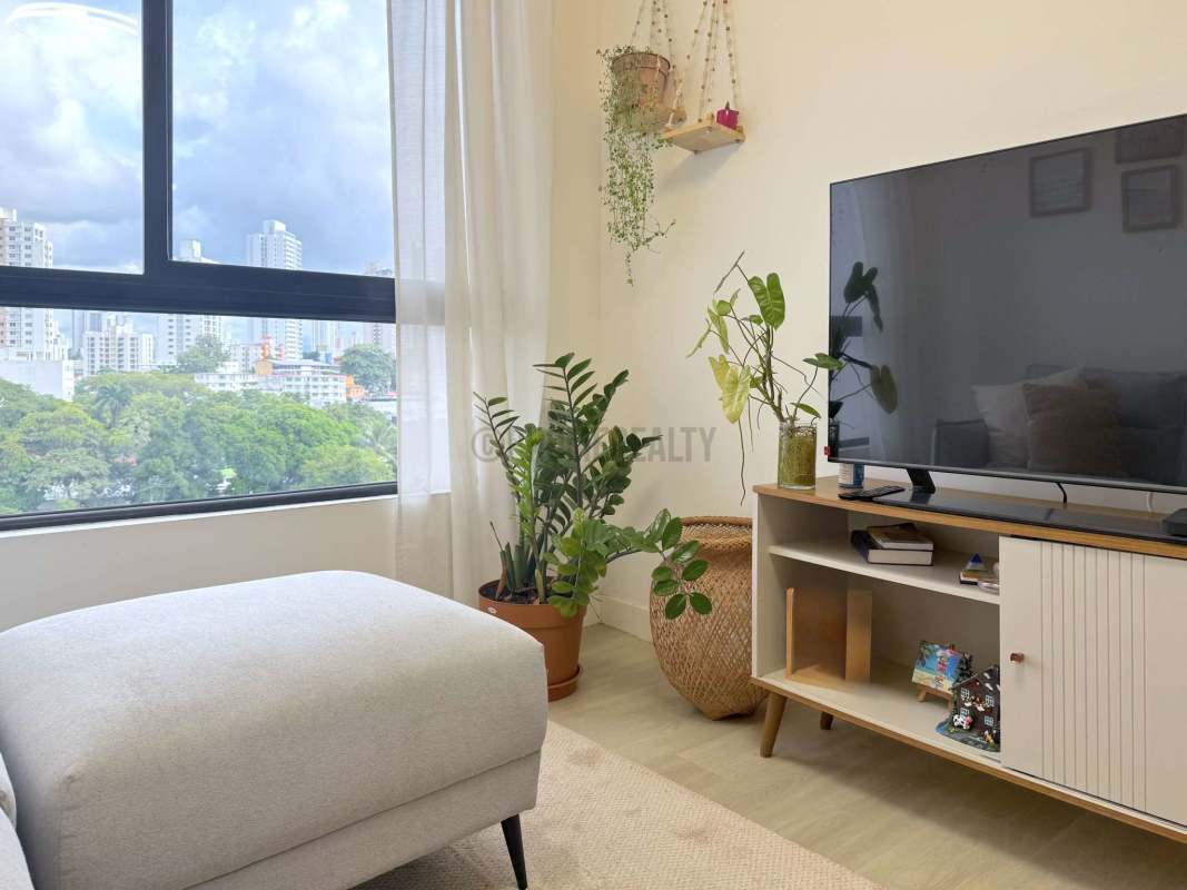 Bright bedroom with city view in apartment for rent PH San Francisco Bay Panama City