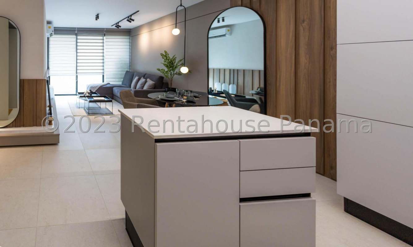 Bright open living and dining area with balcony and ocean views PH Grand Coco Coco del Mar Panama