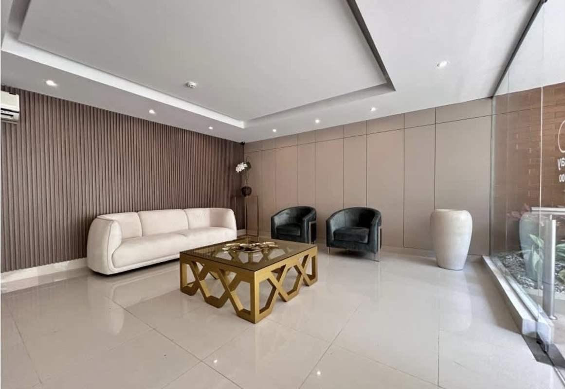 Multiple high-rise towers gated entrance PH Green Bay condominium Costa del Este Panama