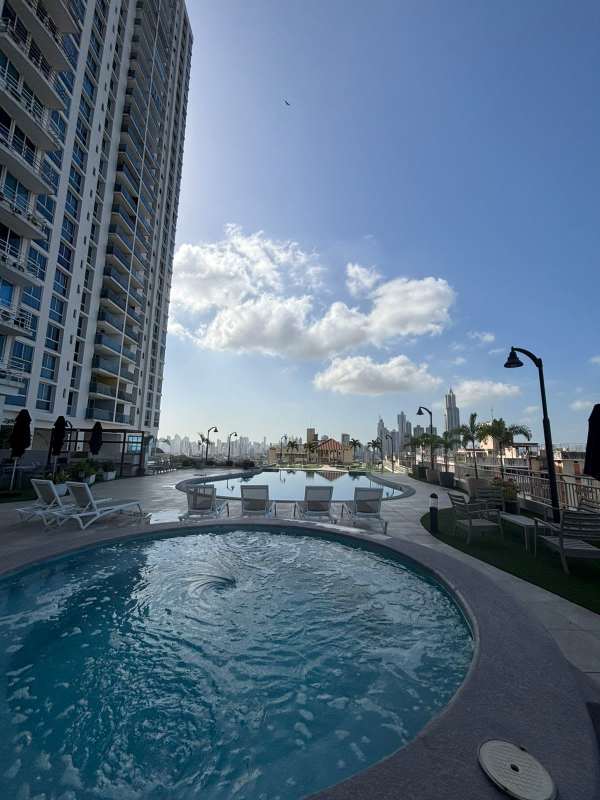 High floor balcony with panoramic skyline views from PH Villa de las Fuentes Panama City