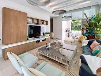 Bright living room with pool and terrace access luxury apartment PH Solea Punta Barco Panama