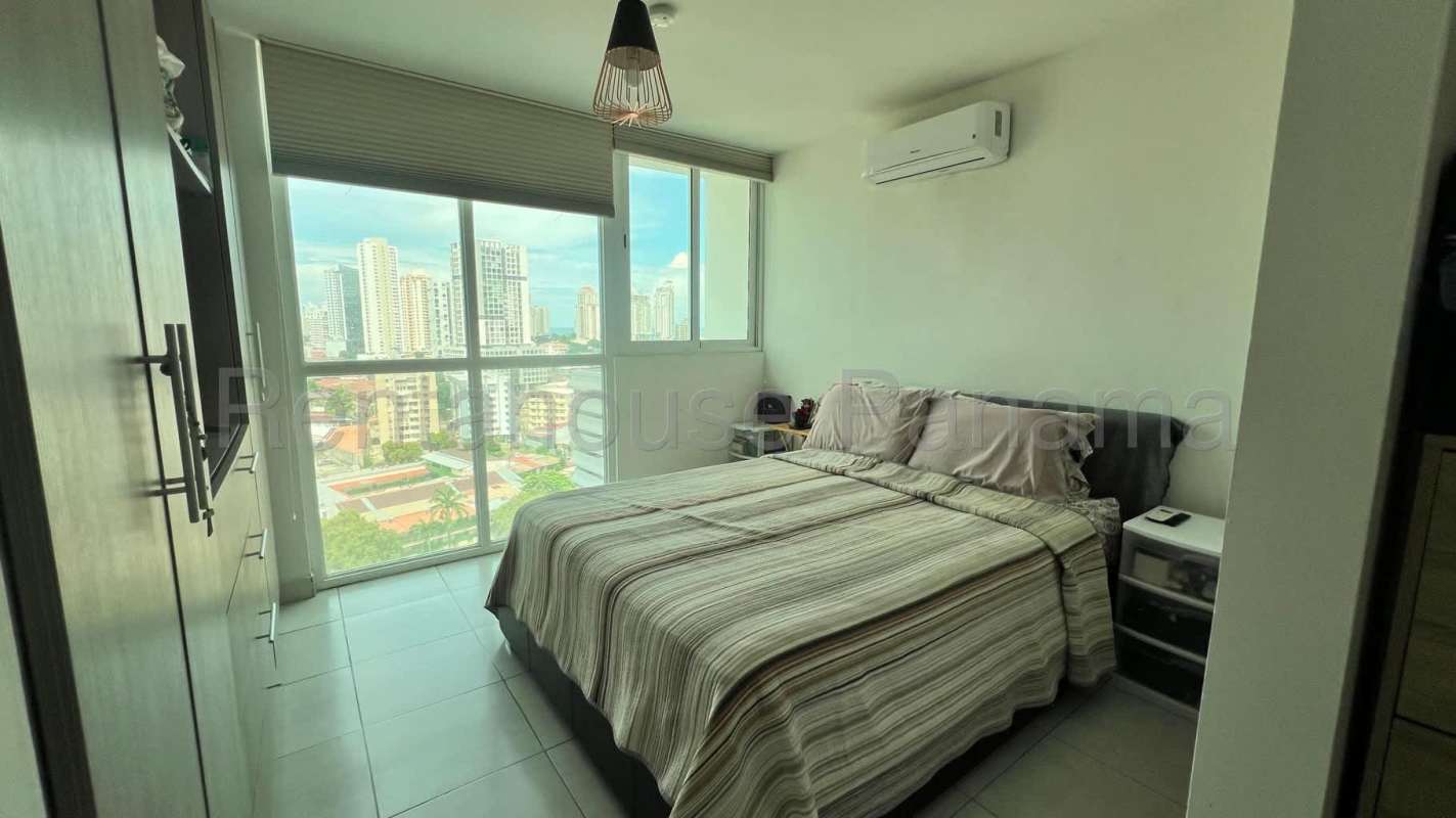 Contemporary bedroom with double bed crib and AC in Metropolitan Park Tower for rent