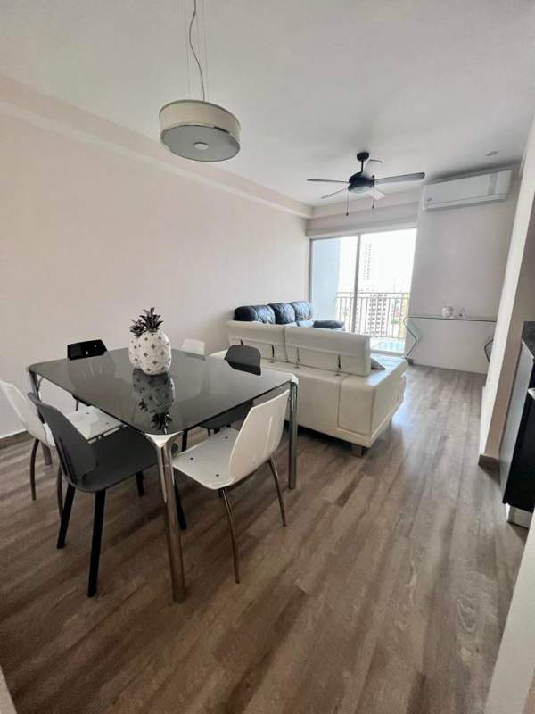 Kitchen with granite countertops, stainless appliances and breakfast bar furnished apartment Pueblo Nuevo Panama City
