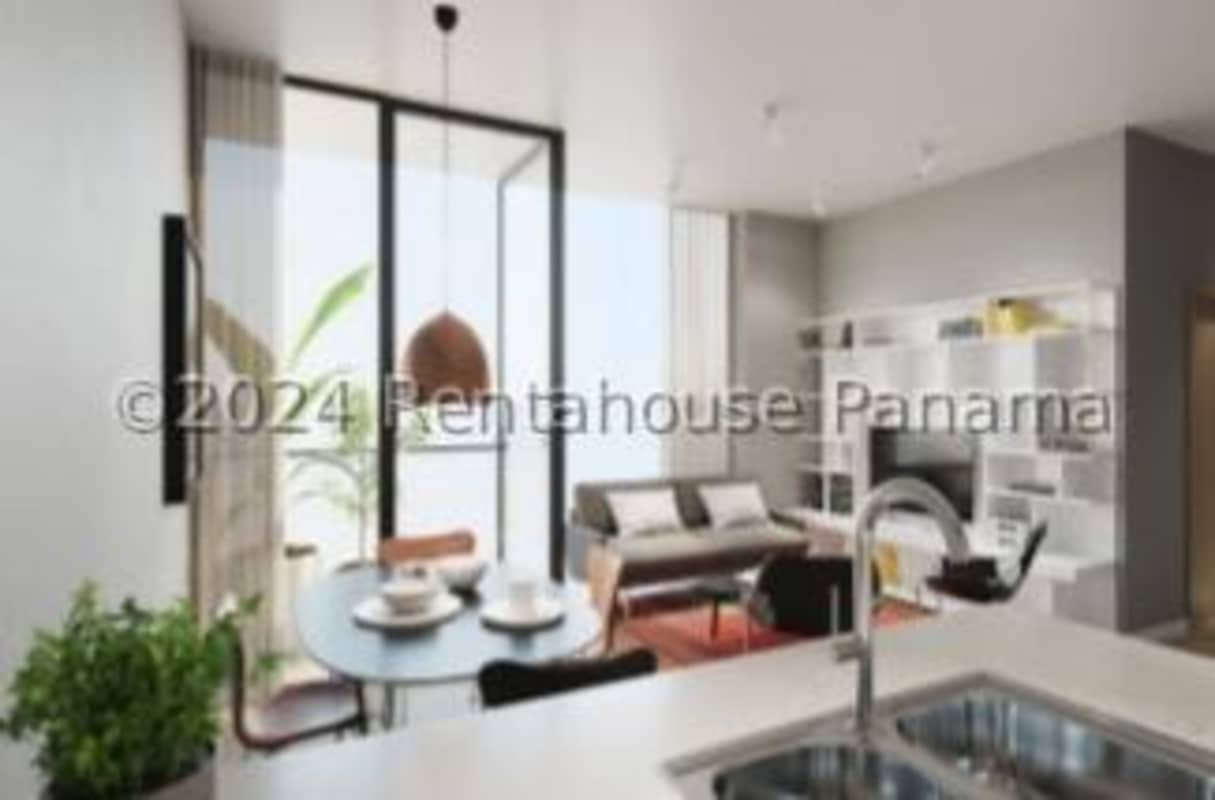Modern apartment with floor-to-ceiling windows, dining and living space PH Aura Obarrio Panama