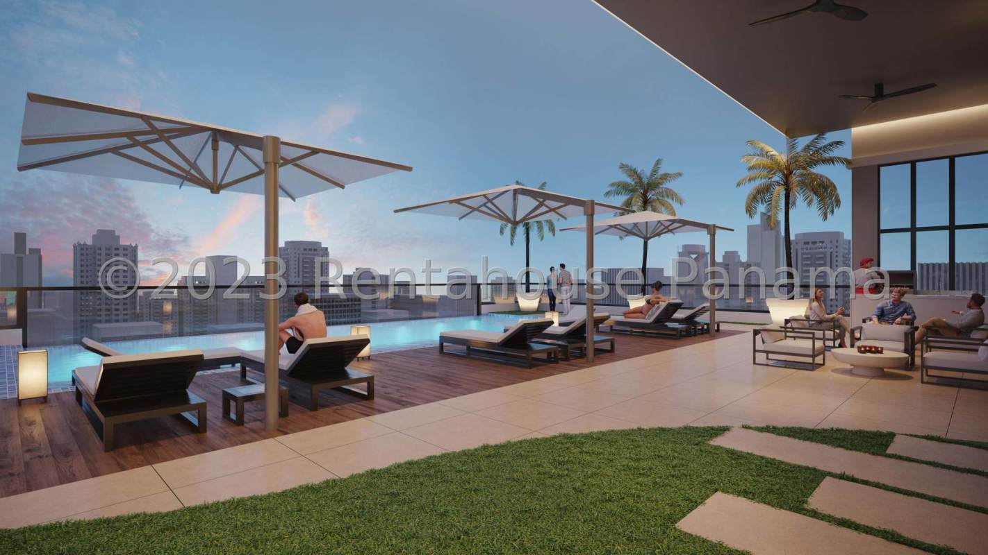 Infinity rooftop pool panoramic city views at PH Aura Obarrio Panama City