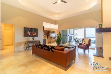 Open concept living and dining room with mountain views in Lucero Golf Boquete