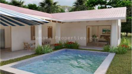 Modern Pedasi house backyard with swimming pool and garden Casa Sanoa