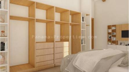 White single-story Casa Sanoa house with red roof and garden in Pedasi Panama