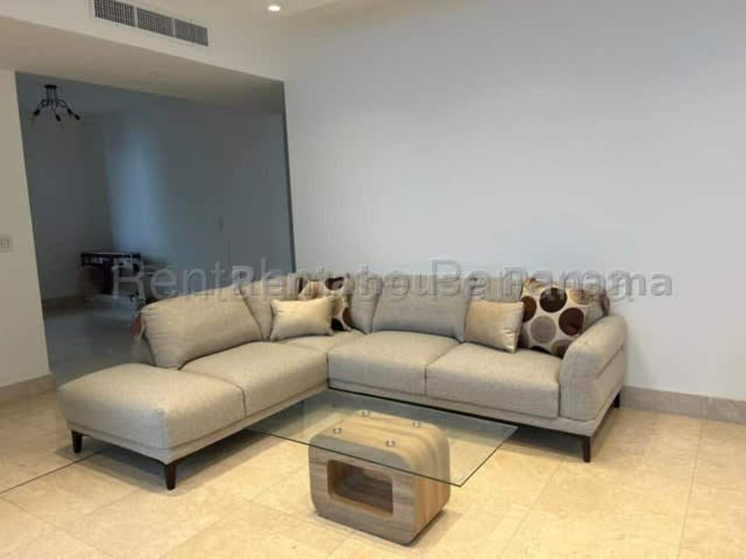 Spacious living area with ocean view balcony access PH Torre Punta Paitilla Panama
