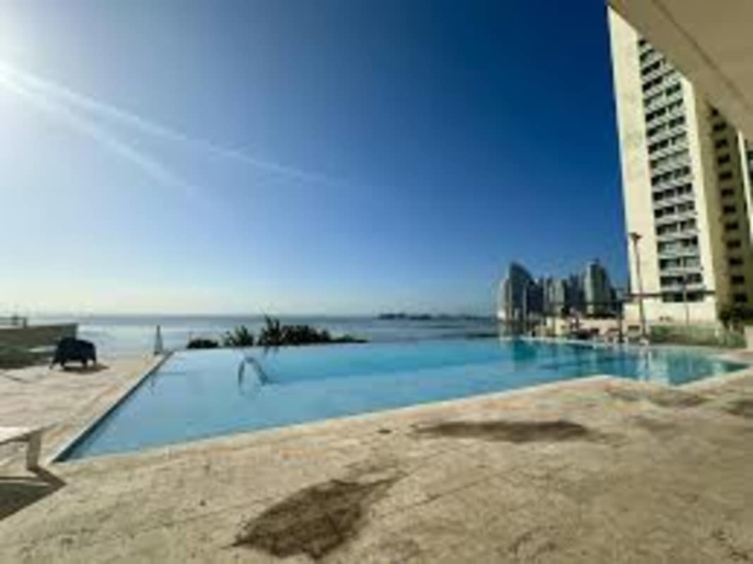 Private balcony with skyline view from apartment in PH Costa del Mar San Francisco Panama