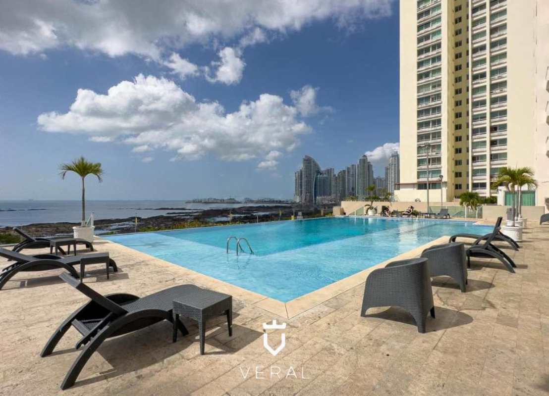 Infinity swimming pool with skyline and ocean view PH Terramar Panama City