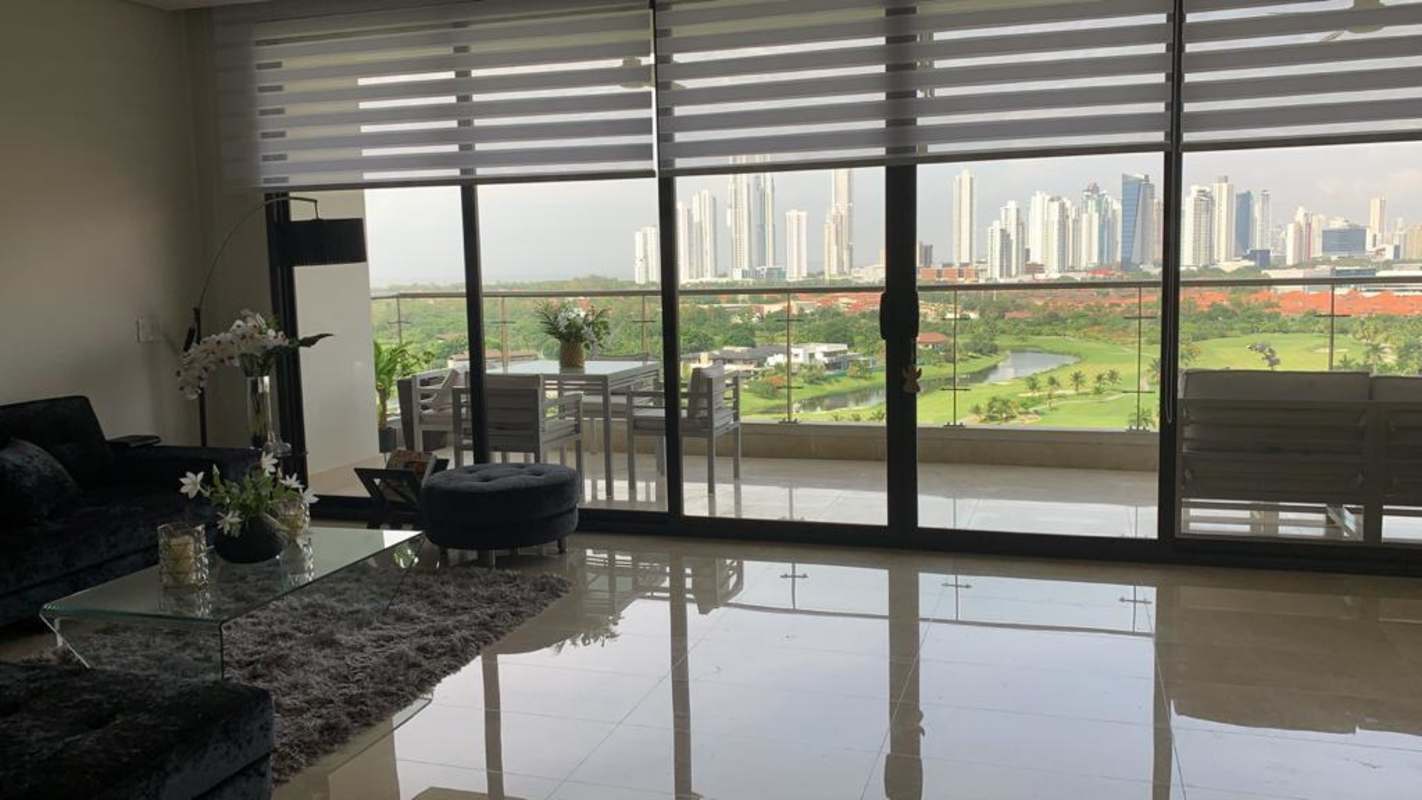 Spa-style bathroom in master suite with soaking tub and golf course views in La Vista on the Green Panama