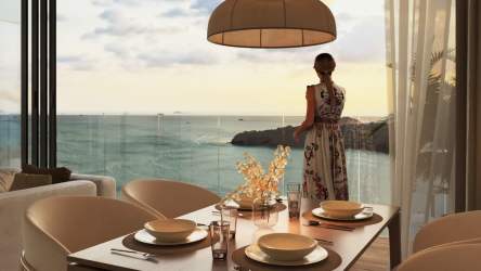 Terrace and infinity pool overlooking Pacific sunset at The Westin Residences Panama