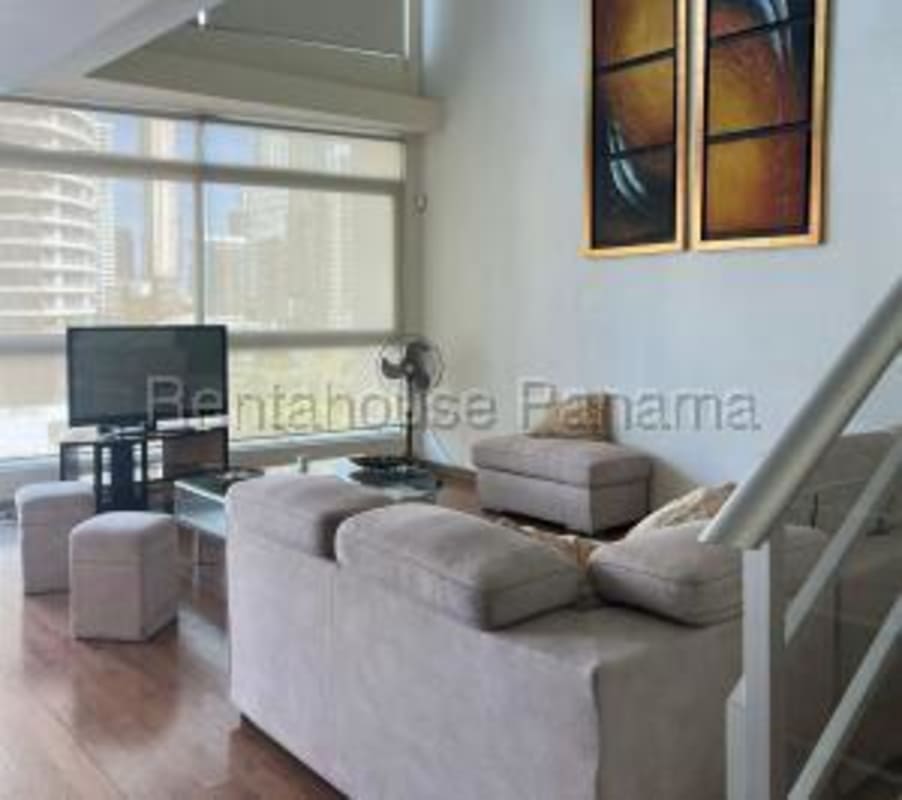 Spacious loft bedroom with skyline and ocean views PH Bayfront Panama
