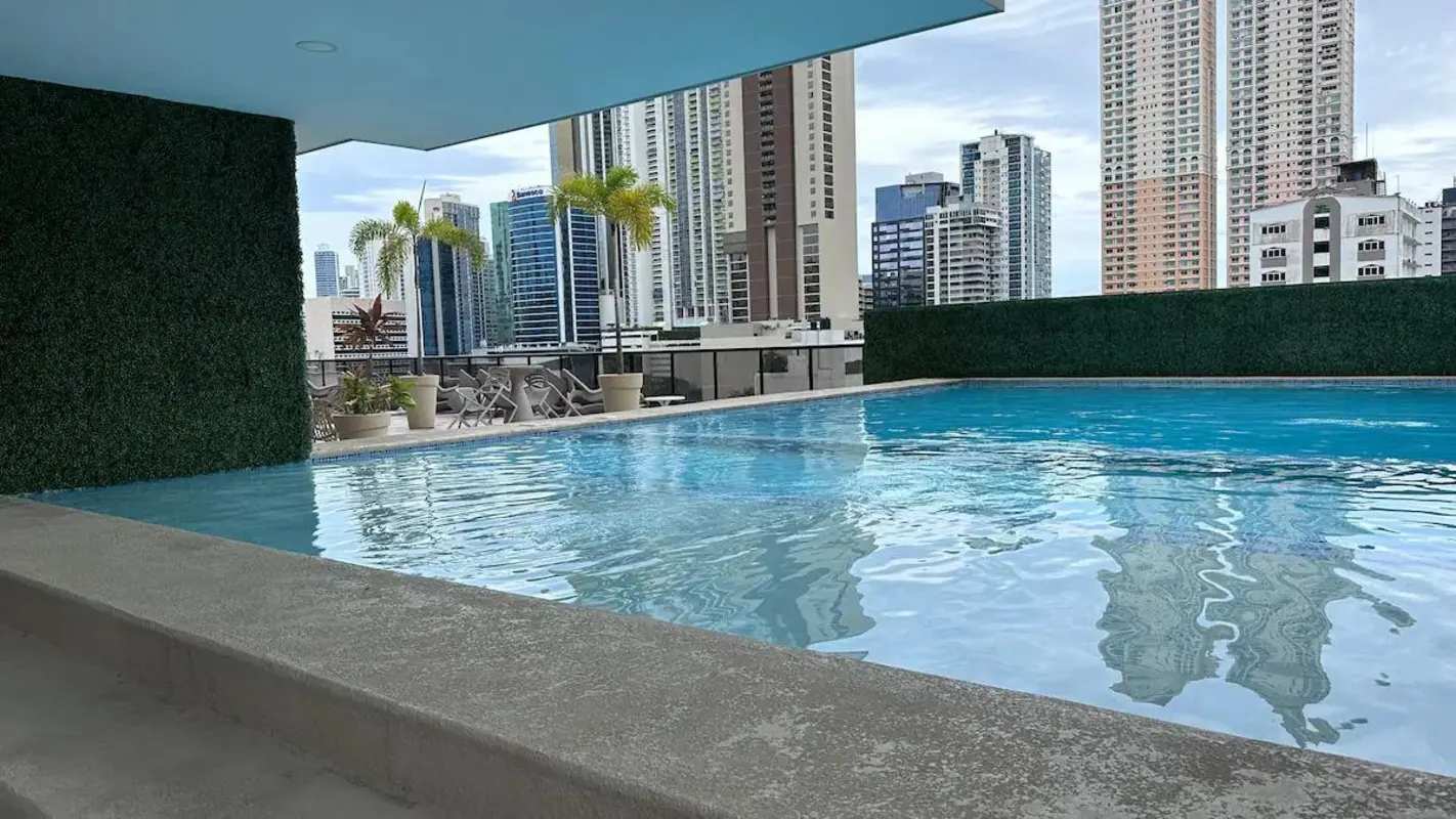 Exterior view modern high-rise PH The Gray on Calle 50 Panama City