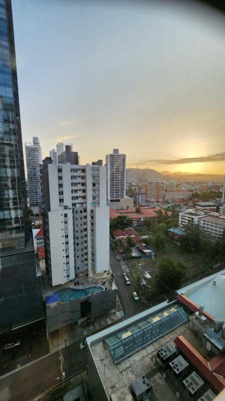City skyline sunset view from apartment in PH Belle View Bella Vista Panama