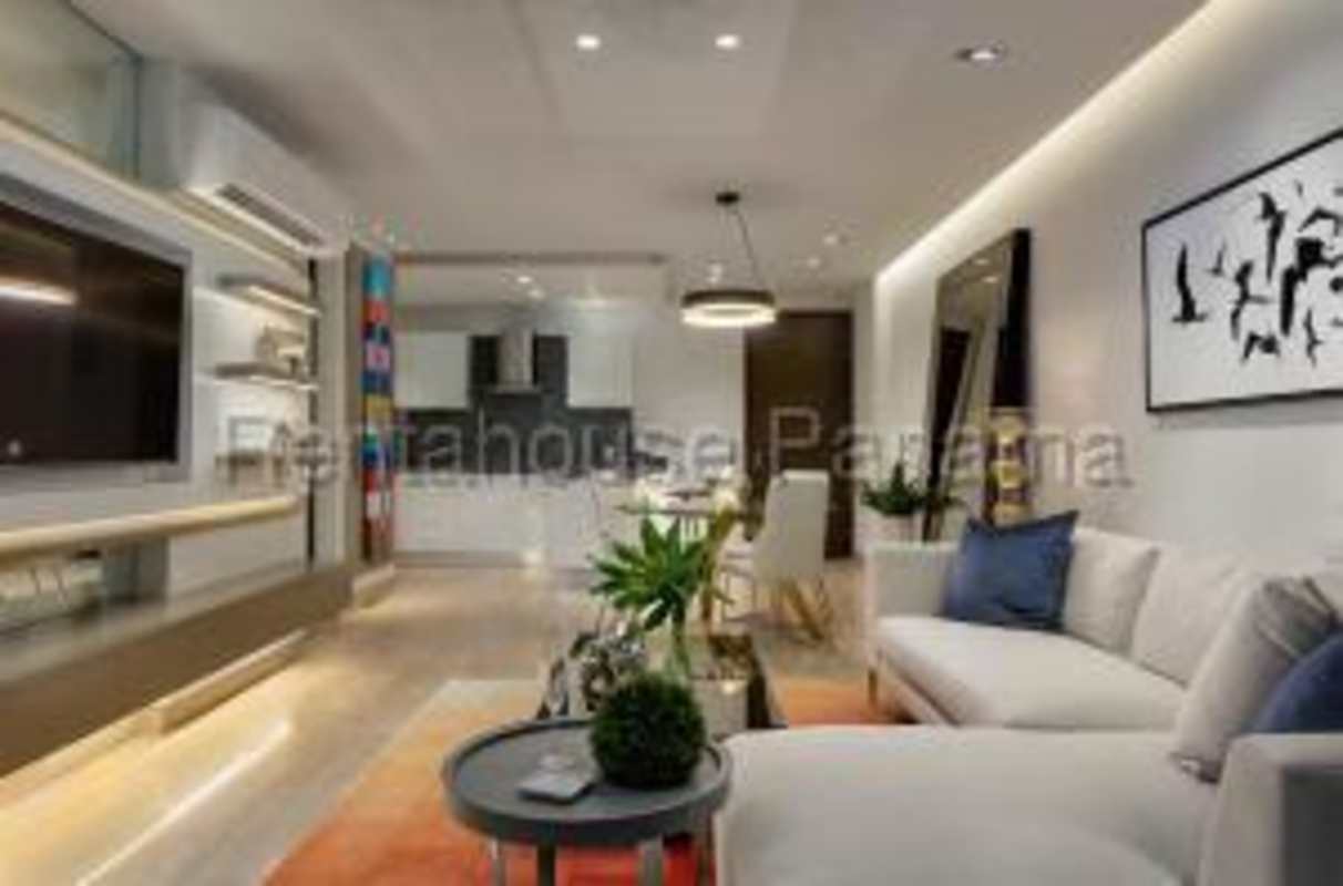 Bedroom with city view window marble floors PH The Regent Costa del Este Panama