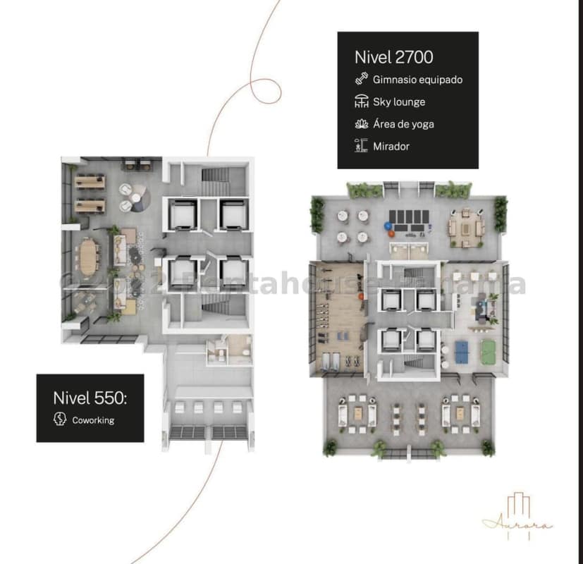 Modern bedroom with city night view and adjoining office space PH Aurora San Francisco Panama.