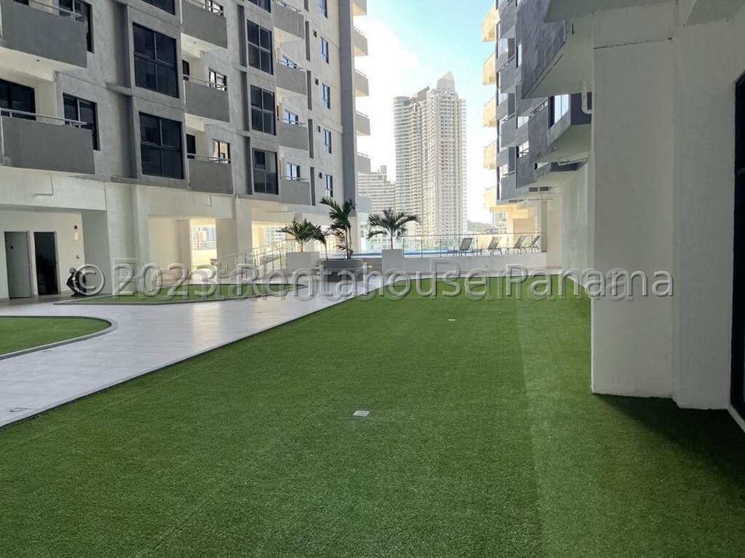 Aerial shot of high-rise towers downtown Panama City Obarrio