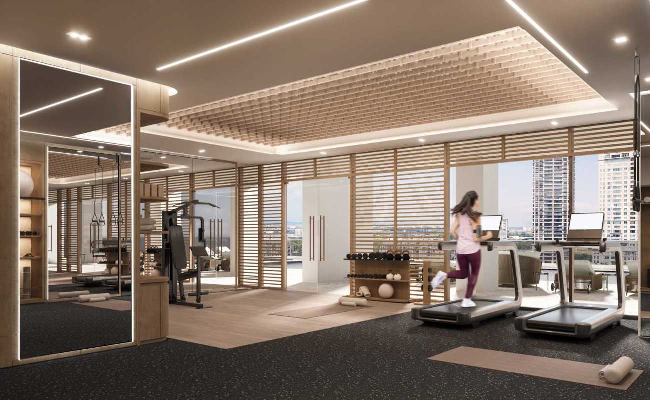 Modern open layout apartment with large windows and city views in Santa Maria Panama