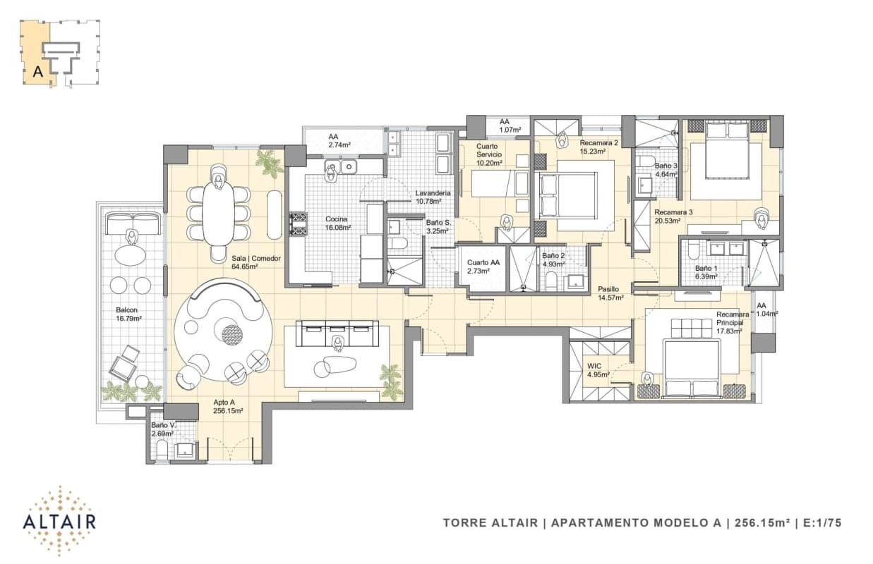 Infinity pool and sun deck overlooking gardens at Altair Tower Santa Maria Golf & Country Club Panama