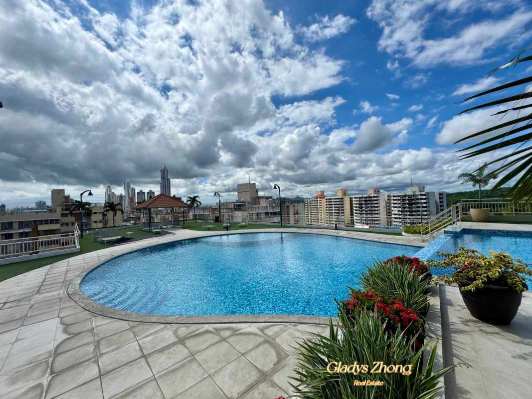 Rooftop outdoor pool with skyline panorama in PH Lexington Tower Panama