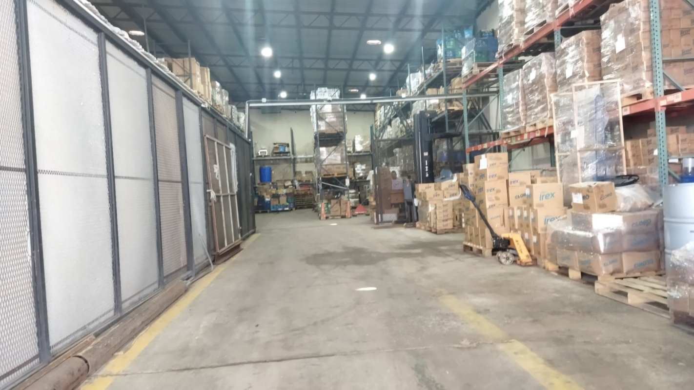 Large rolling shutter entrance to warehouse with cold storage inside Industry Panama