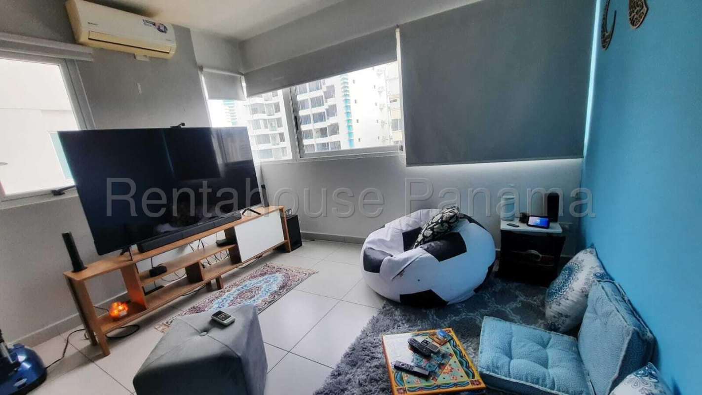 Modern bathroom with glass shower enclosure granite counter in PH Altos del Golf Panama