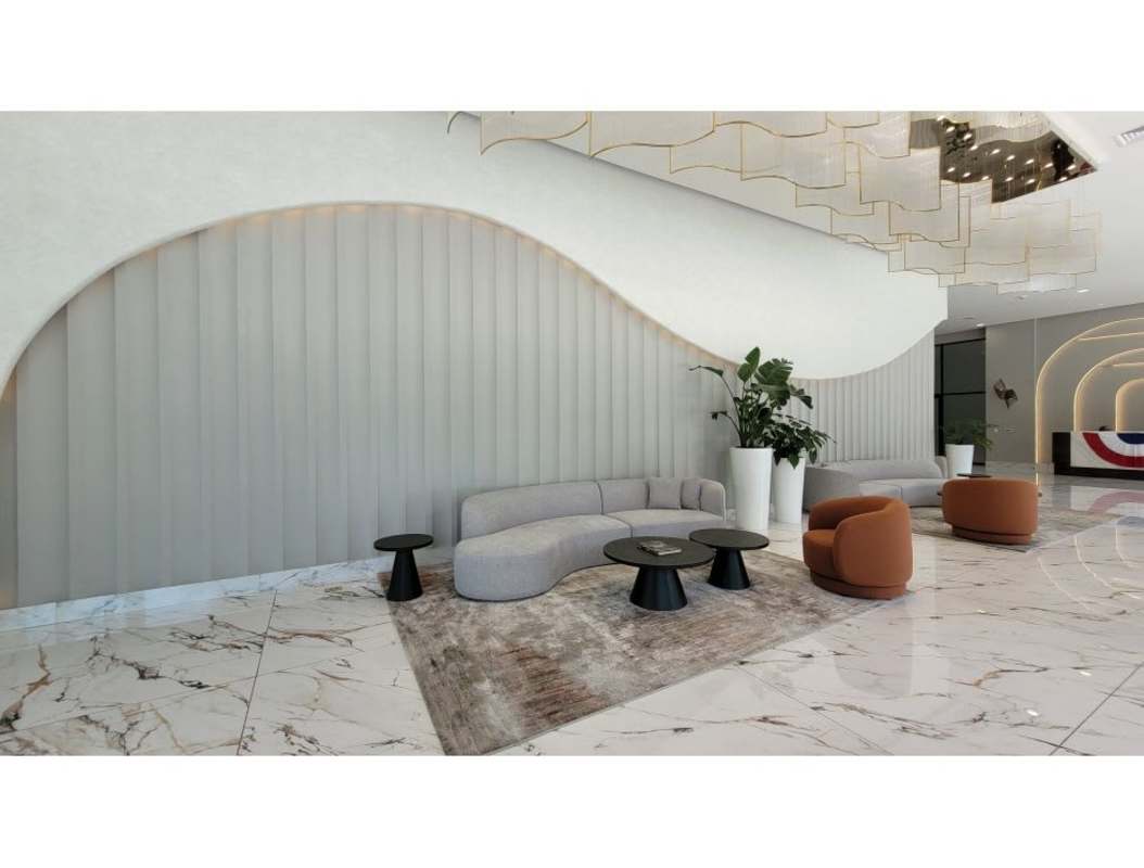 Spacious walk-in closet adjacent modern bathroom in PH Matisse Panama Costa del Este