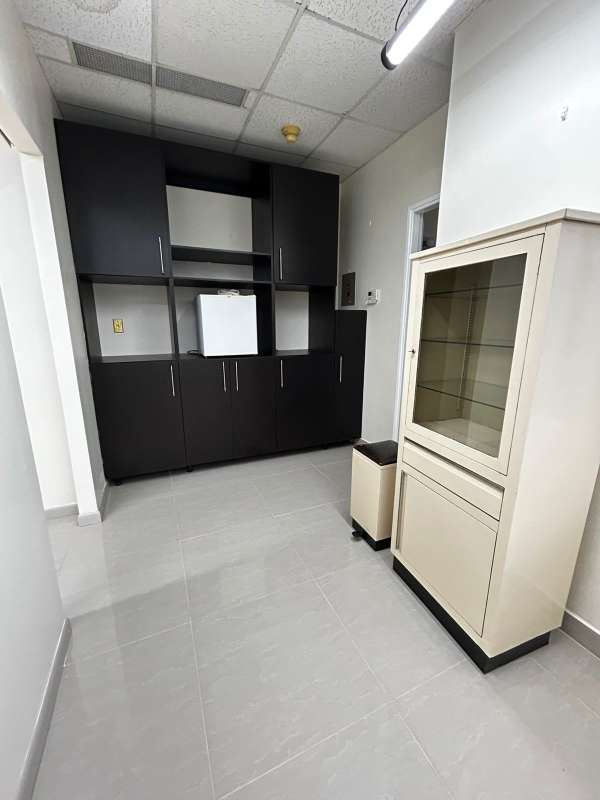 Consultation room with large window and built-in cabinets medical office in Bella Vista Panama