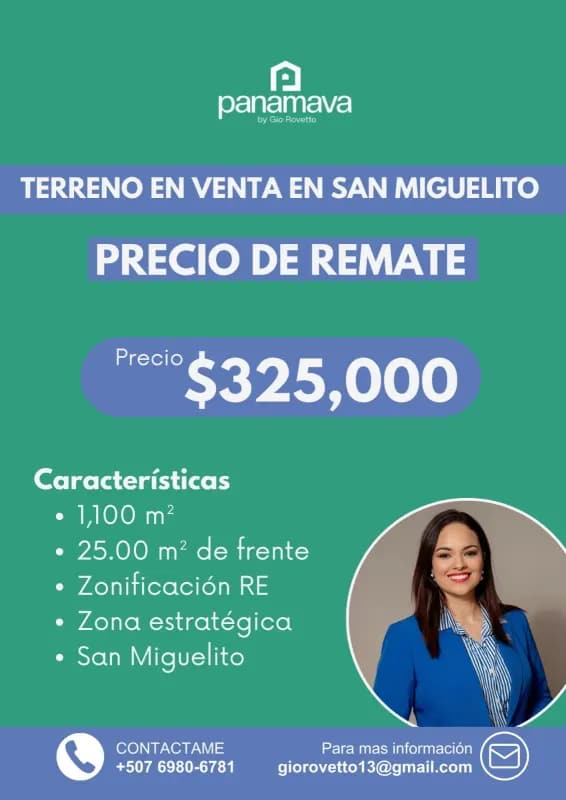 Panama City 1100 m2 lot with development potential for commercial or residential