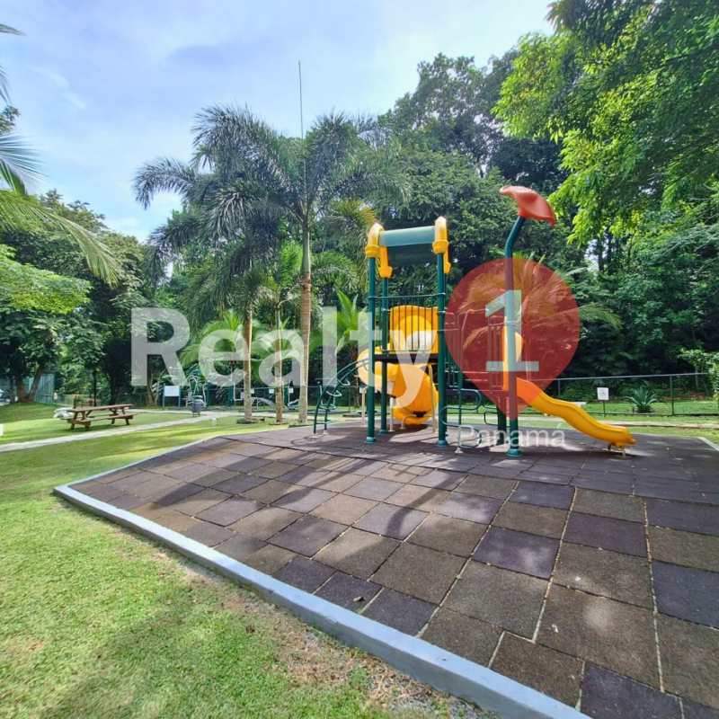 Fenced outdoor soccer field community sports facility PH Embassy Gardens Clayton Panama