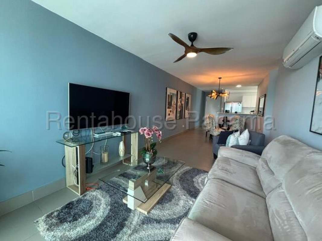 Fully equipped modern kitchen white cabinetry appliances PH Bella Vista Tower Panama City