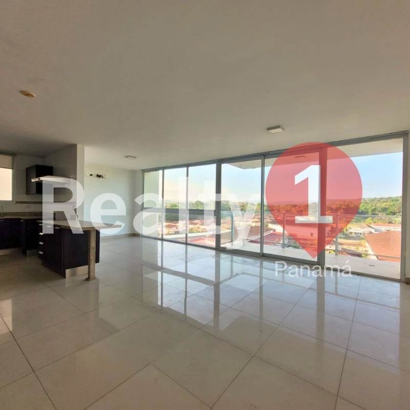 Contemporary open kitchen in apartment sale PH Pine Hills Albrook with cabinetry and large windows