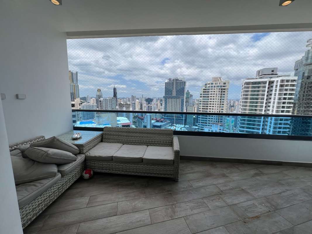 Wraparound balcony with panoramic ocean and city skyline views Deluxe Residences Panama City