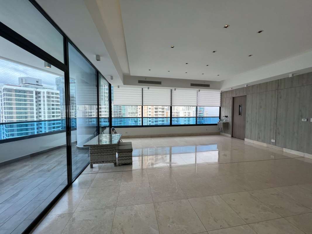 Luxury marble bathroom with glass shower at PH Deluxe Residences in Punta Paitilla Panama